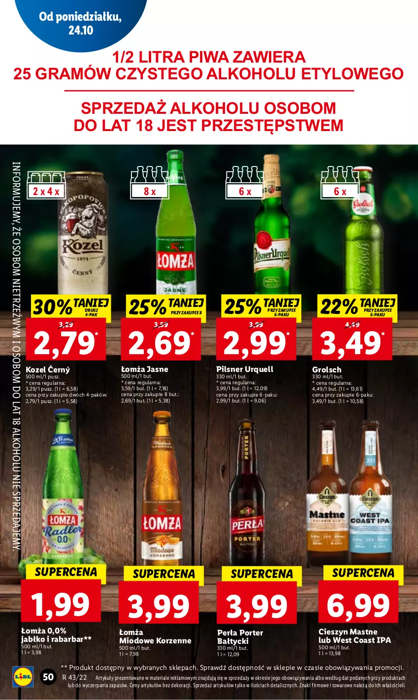 Gazetka promocyjna Lidl - GAZETKA - ważna 24.10 do 26.10.2022 - strona 54 - produkty: Gra, Kozel, Perła, Pilsner Urquell, Piwa, Por