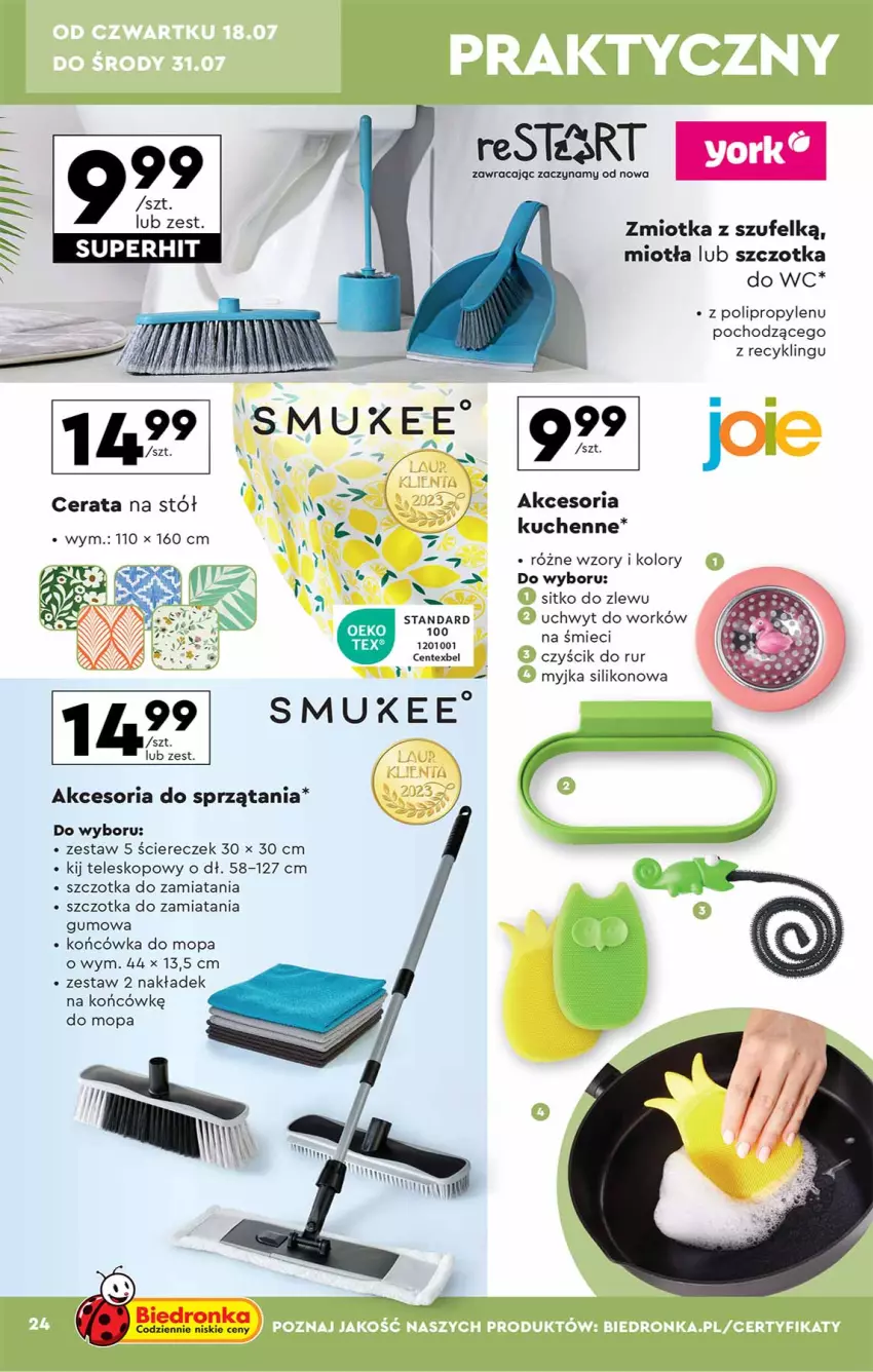 Gazetka promocyjna Biedronka - ważna 15.07 do 27.07.2024 - strona 24 - produkty: Miotła, Mop, Sitko, Stół, Szczotka, Szczotka do WC, Teleskop, Zlew