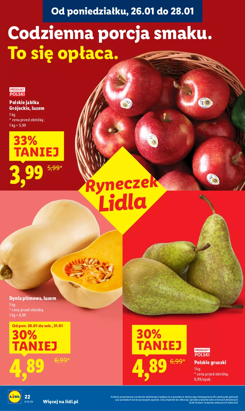 Gazetka promocyjna Lidl - GAZETKA - ważna 26.01 do 28.01.2026 - strona 22 - produkty: Gruszki, Jabłka, Por