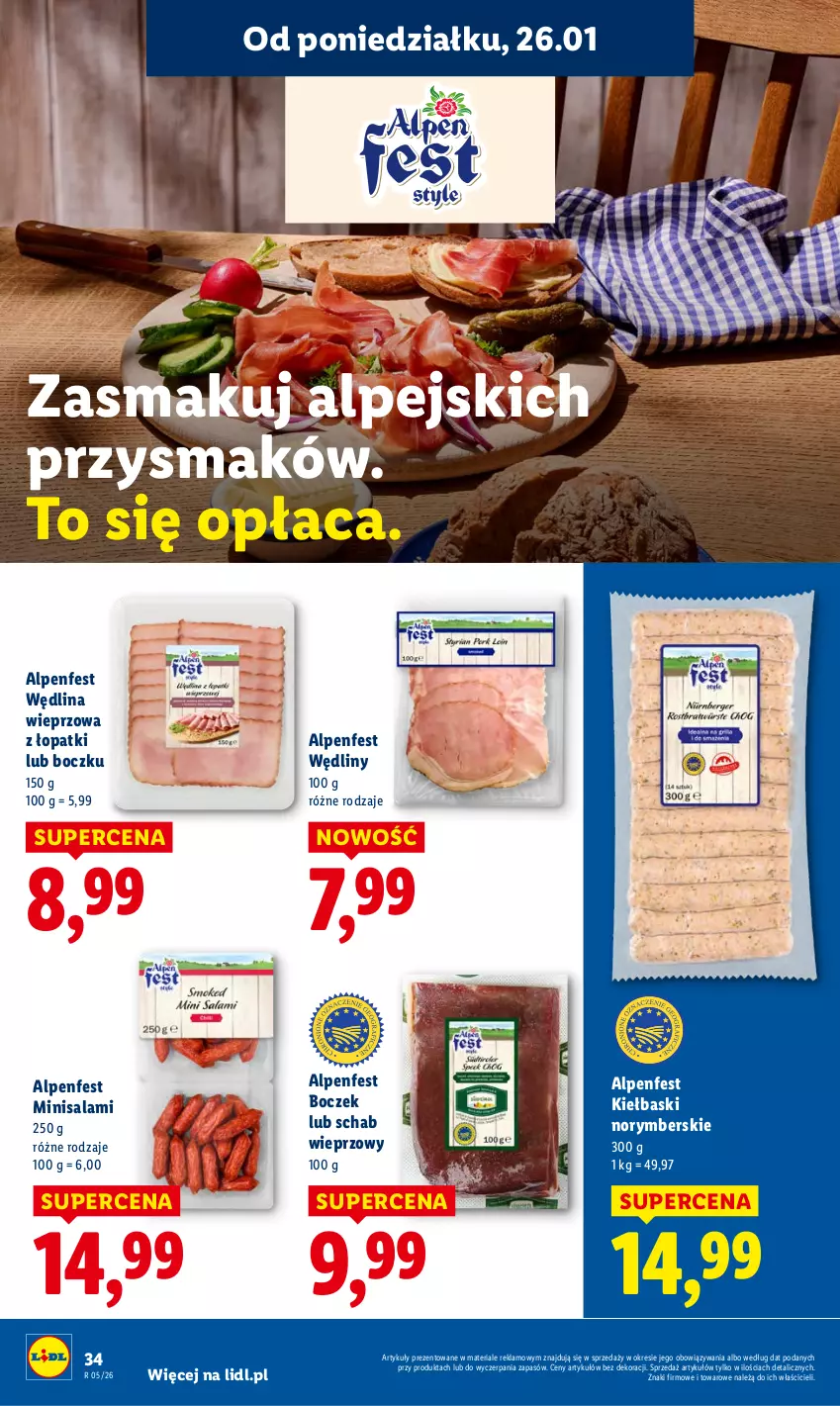 Gazetka promocyjna Lidl - GAZETKA - ważna 26.01 do 28.01.2026 - strona 34 - produkty: Boczek, Salami, Schab wieprzowy, Wędlina