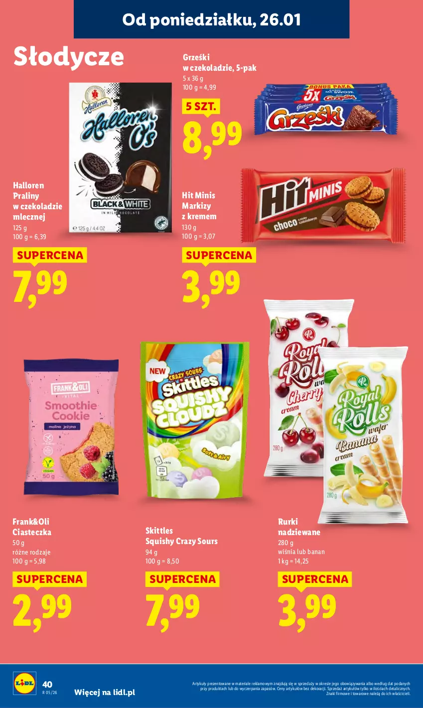 Gazetka promocyjna Lidl - GAZETKA - ważna 26.01 do 28.01.2026 - strona 40 - produkty: Grześki, Praliny, Rurki