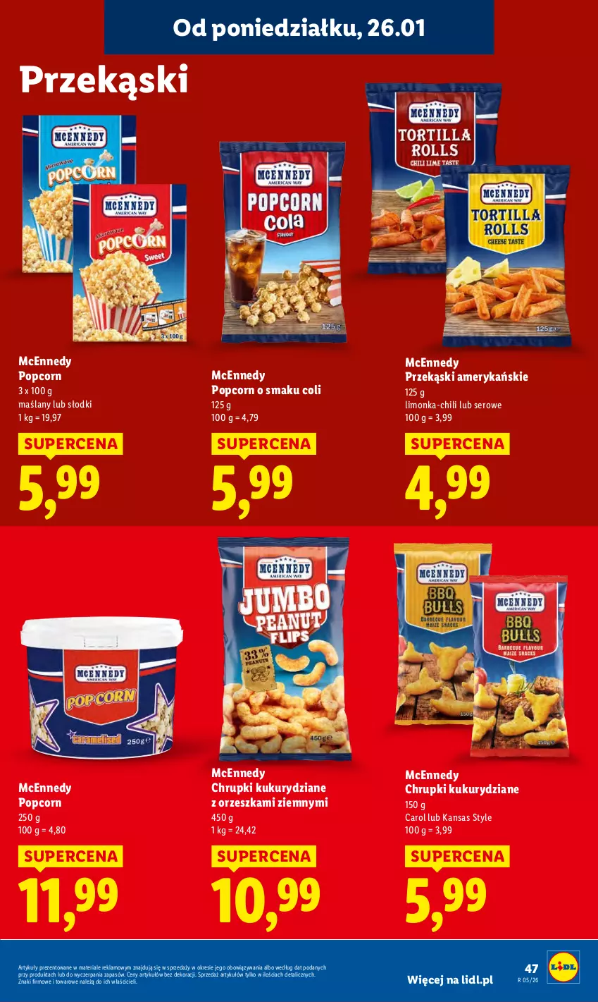 Gazetka promocyjna Lidl - GAZETKA - ważna 26.01 do 28.01.2026 - strona 47 - produkty: Chrupki, Limonka, Popcorn, Ser