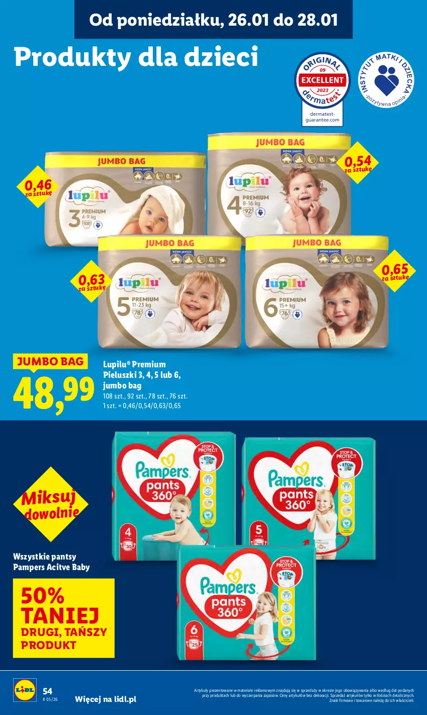 Gazetka promocyjna Lidl - GAZETKA - ważna 26.01 do 28.01.2026 - strona 54 - produkty: Dzieci, O Bag, Pampers