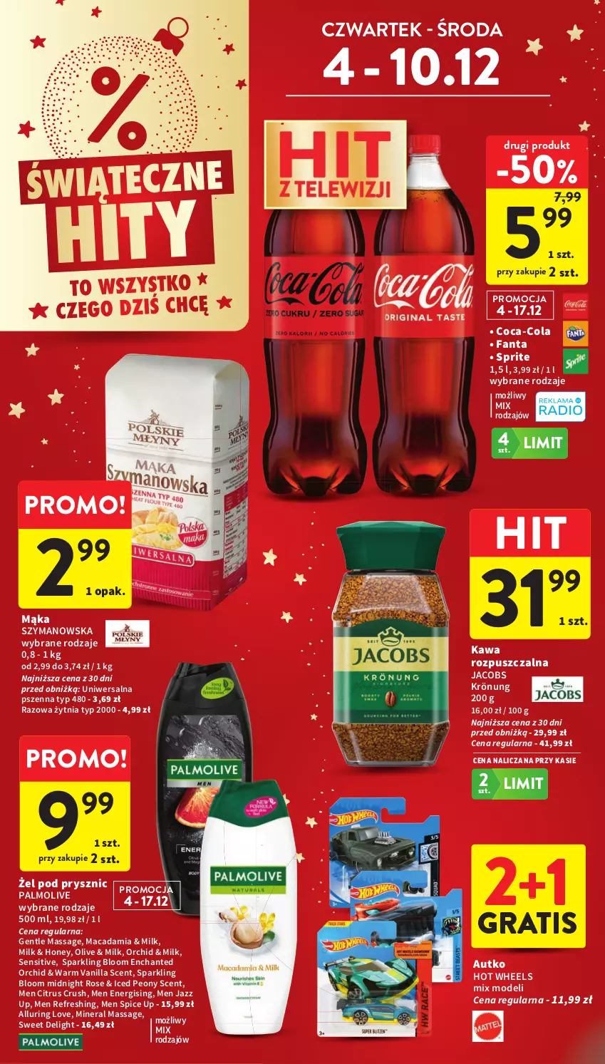 Gazetka promocyjna Intermarche - Gazeta promocyjna - ważna 04.12 do 10.12.2025 - strona 10 - produkty: Coca-Cola, Fa, Fanta, Gra, Hot Wheels, Jacobs, Jacobs Krönung, Kawa, Kawa rozpuszczalna, Mąka, Palmolive, Sprite