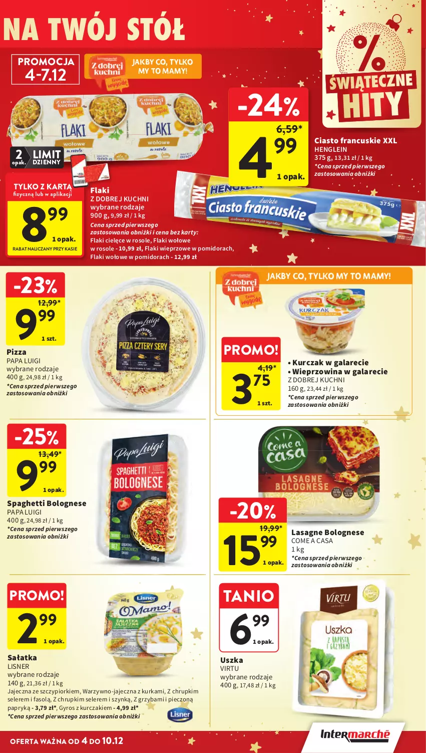Gazetka promocyjna Intermarche - Gazeta promocyjna - ważna 04.12 do 10.12.2025 - strona 35 - produkty: Chrupki, Ciasto francuskie, Fa, Flaki, Flaki wołowe, Gala, Gyros, Kurczak, Lasagne, Lasagne bolognese, Lisner, Piec, Pizza, Spaghetti, Virtu, Wieprzowina