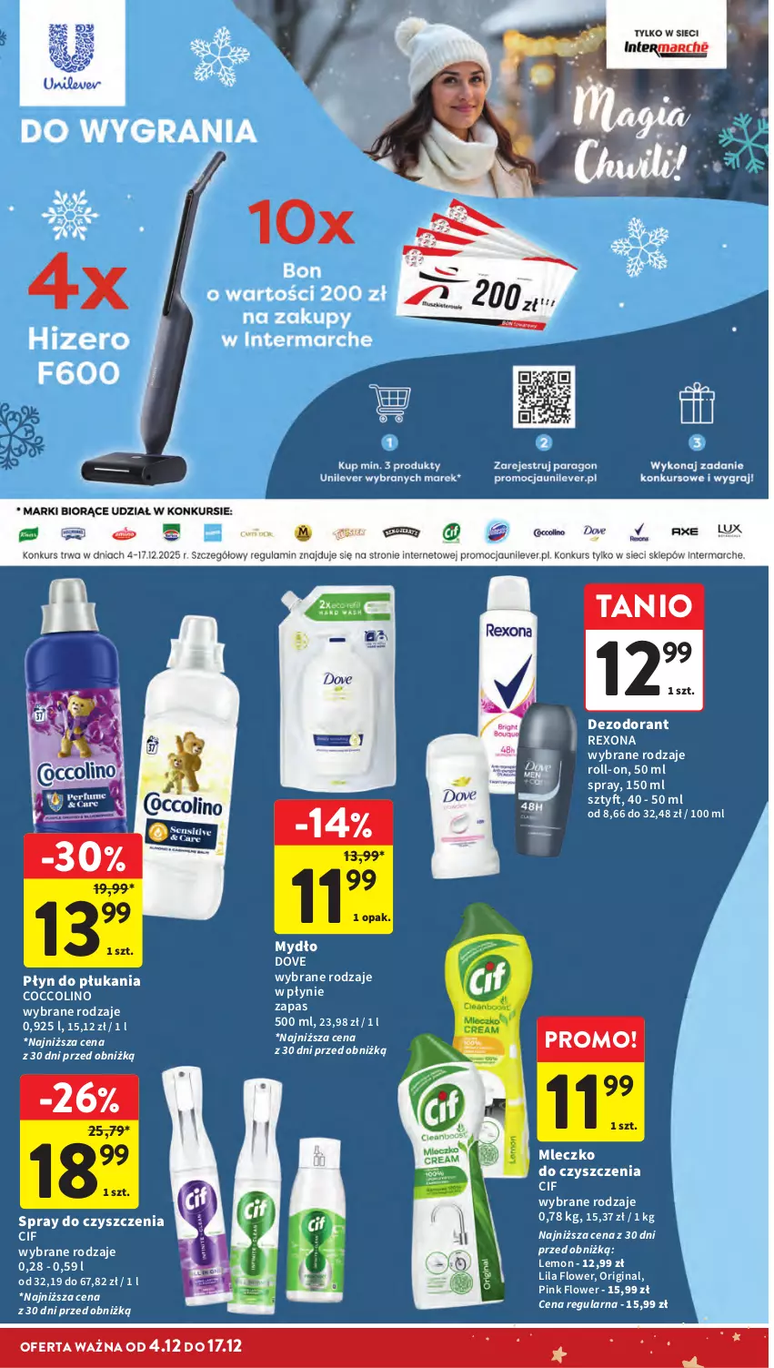 Gazetka promocyjna Intermarche - Gazeta promocyjna - ważna 04.12 do 10.12.2025 - strona 42 - produkty: Cif, Coccolino, Dezodorant, Dove, Gin, Mleczko, Rexona