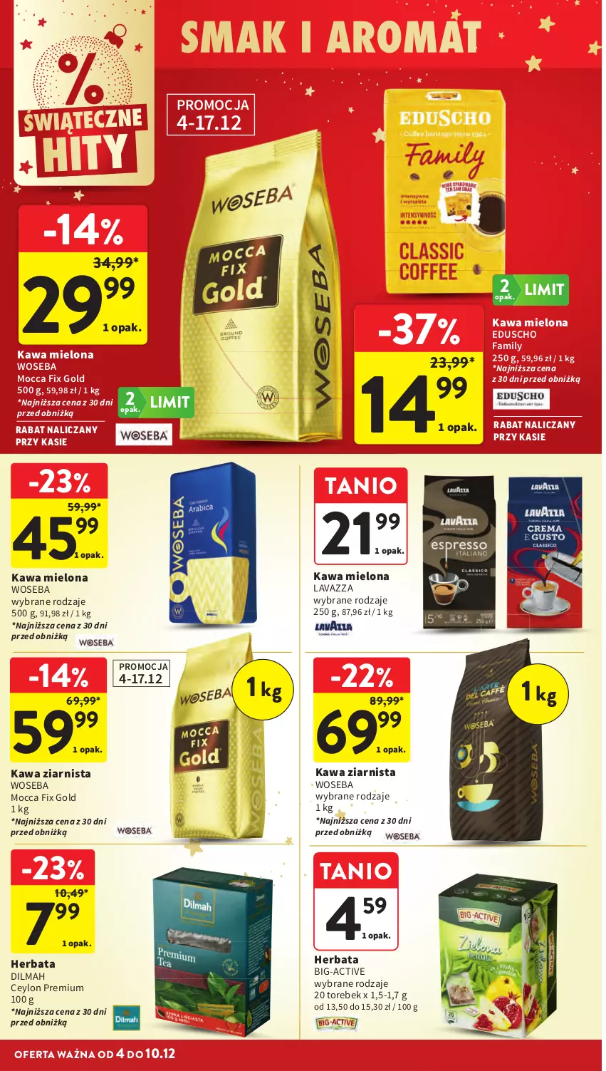 Gazetka promocyjna Intermarche - Gazeta promocyjna - ważna 04.12 do 10.12.2025 - strona 50 - produkty: Dilmah, Fa, Herbata, Kawa, Kawa mielona, Kawa ziarnista, Lavazza, Mocca Fix Gold, Woseba