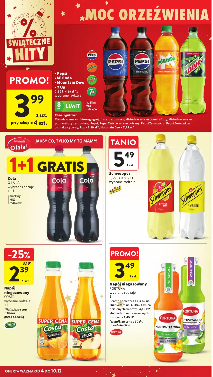 Gazetka promocyjna Intermarche - Gazeta promocyjna - ważna 04.12 do 10.12.2025 - strona 52 - produkty: 7up, Cytryny, Fortuna, Gra, Grejpfrut, Mirinda, Napój, Napój niegazowany, Pepsi, Por, Schweppes