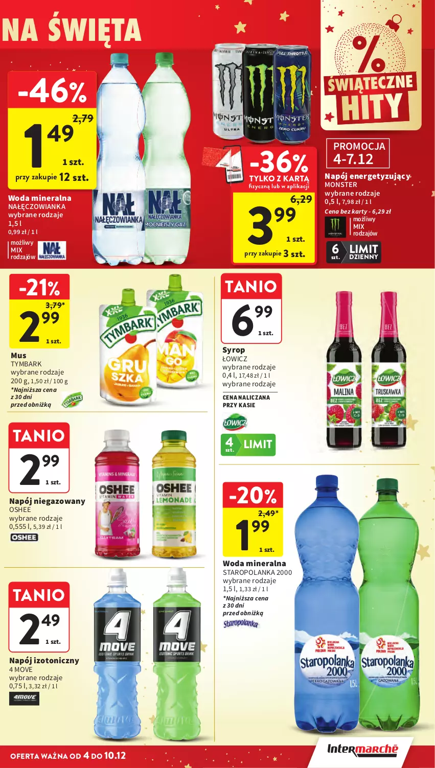 Gazetka promocyjna Intermarche - Gazeta promocyjna - ważna 04.12 do 10.12.2025 - strona 53 - produkty: Mus, Nałęczowianka, Napój, Napój niegazowany, Oshee, Staropolanka, Syrop, Tymbark, Woda, Woda mineralna