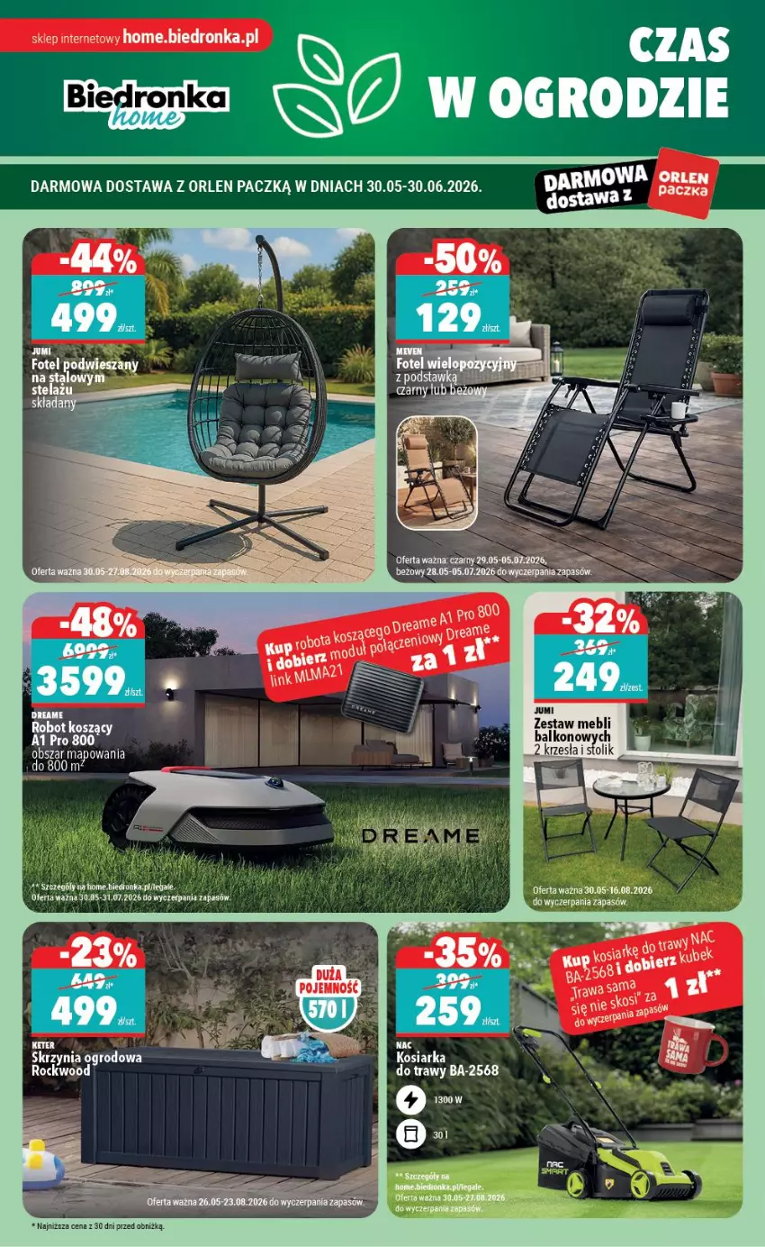 Gazetka promocyjna Biedronka - Gazetka - ważna 30.05 do 06.06.2026 - strona 2 - produkty: Fotel, Kosiarka, Kosz, Robot, Stolik