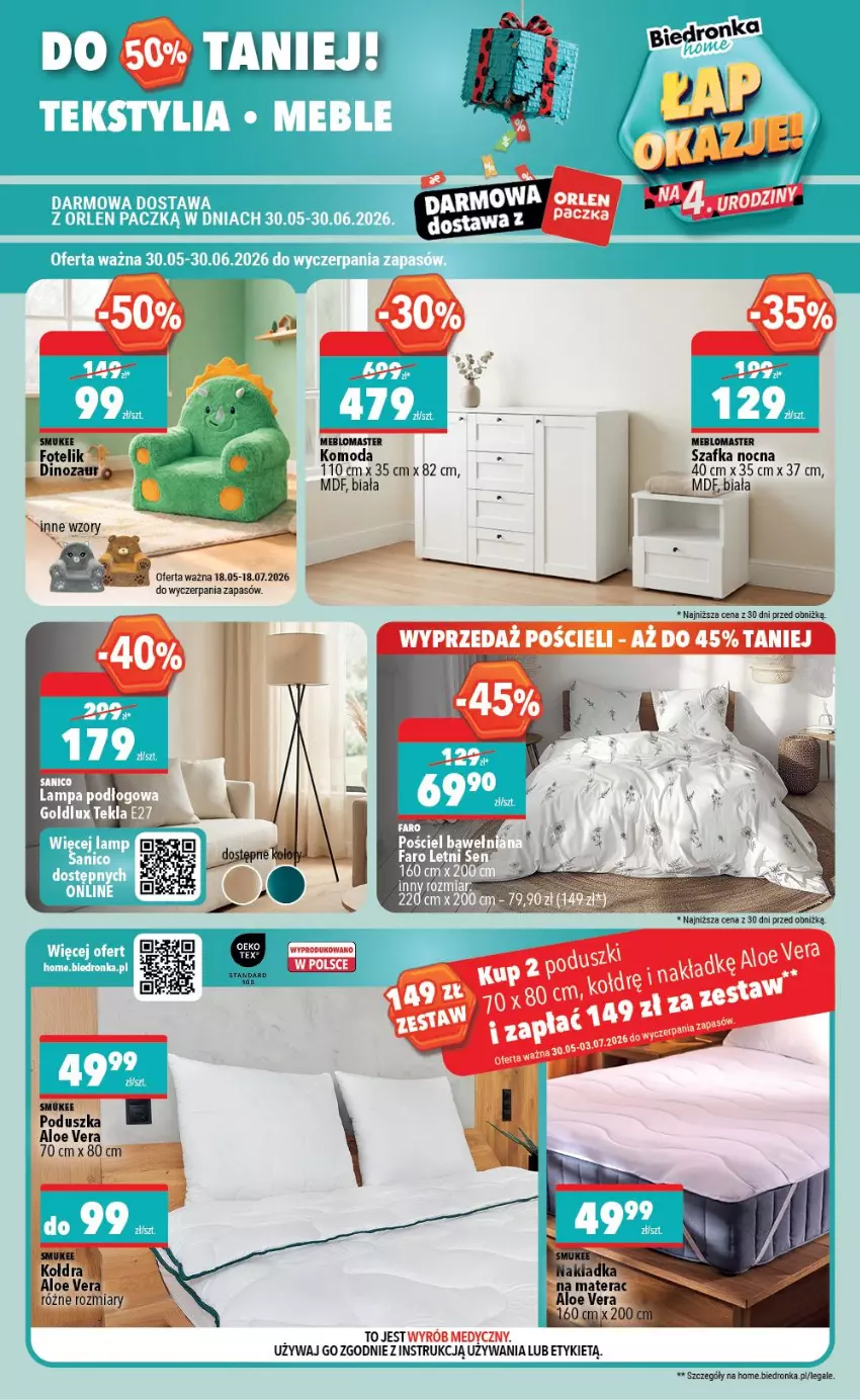 Gazetka promocyjna Biedronka - Gazetka - ważna 30.05 do 06.06.2026 - strona 3 - produkty: Aloe vera, Dinozaur, Fotel, Fotelik, Komoda, Materac, Moda, Poduszka, Szafka, Tera