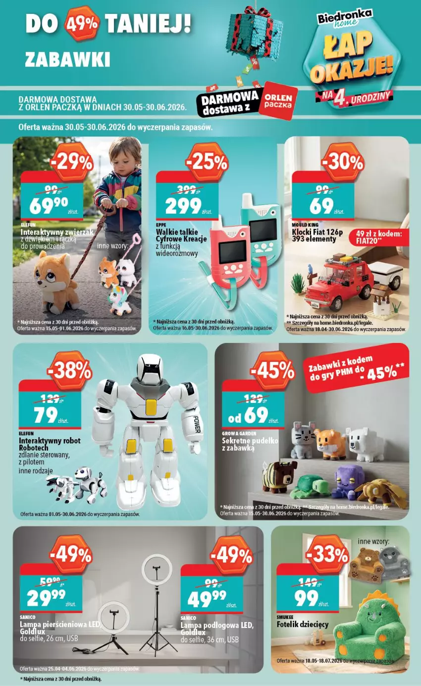 Gazetka promocyjna Biedronka - Gazetka - ważna 30.05 do 06.06.2026 - strona 8 - produkty: Dzieci, Fotel, Fotelik, Klocki, Lampa, Robot, Walkie talkie