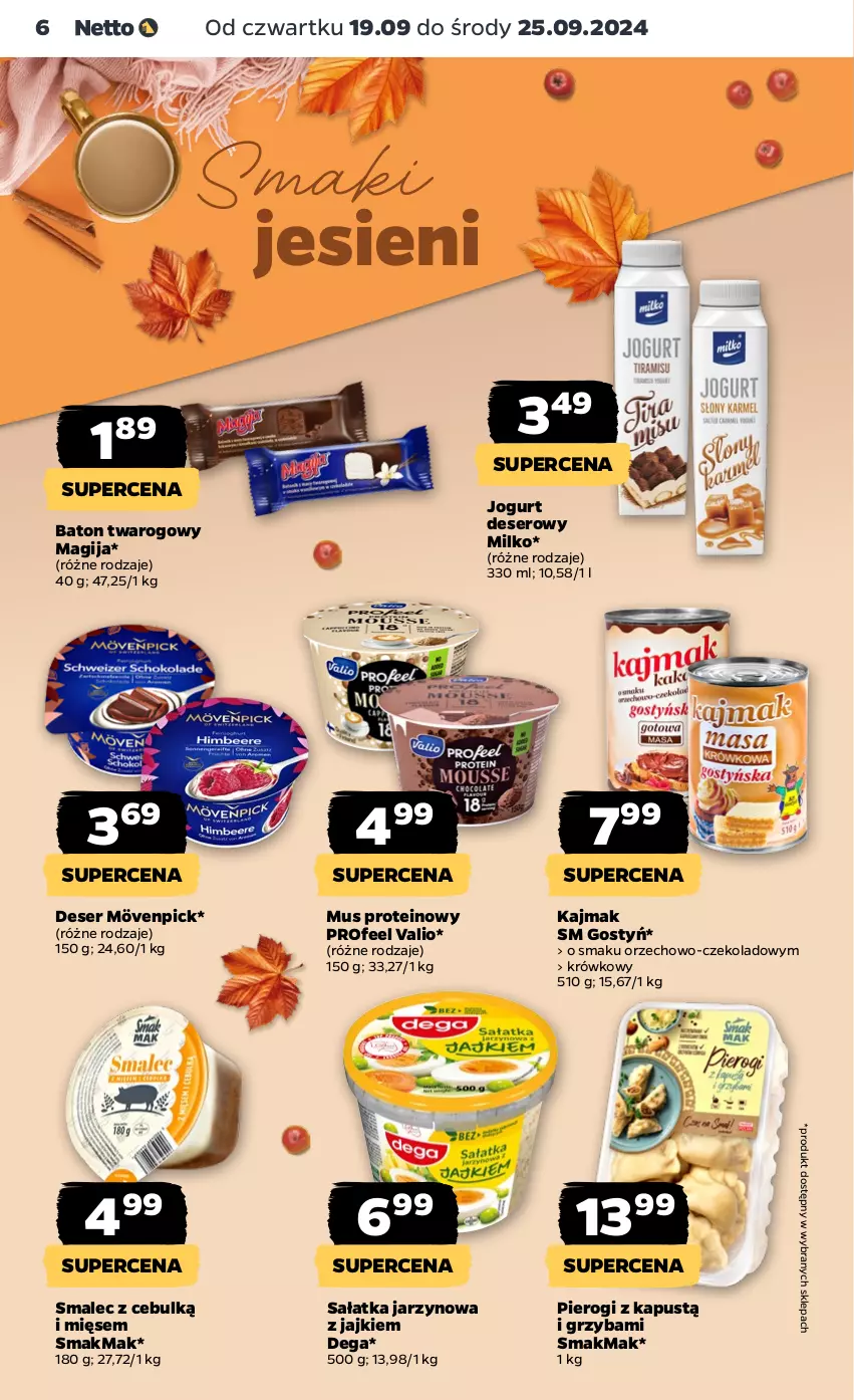 Gazetka promocyjna Netto - Netto Gazetka Food 38/24B - ważna 19.09 do 25.09.2024 - strona 6 - produkty: Baton, Dega, Deser, Jogurt, Kapustą, Magija, Mus, Pierogi, Sałat, Sałatka, Ser, Smalec