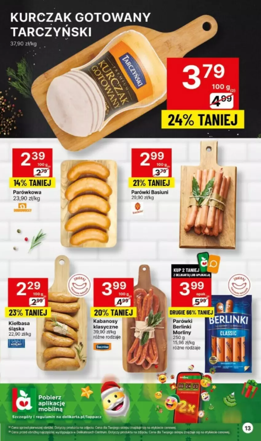 Gazetka promocyjna Delikatesy Centrum - ważna 16.11 do 22.11.2023 - strona 5 - produkty: Berlinki, Kabanos, Kurczak, Kurczak gotowany, Mobil, Morliny, Parówki