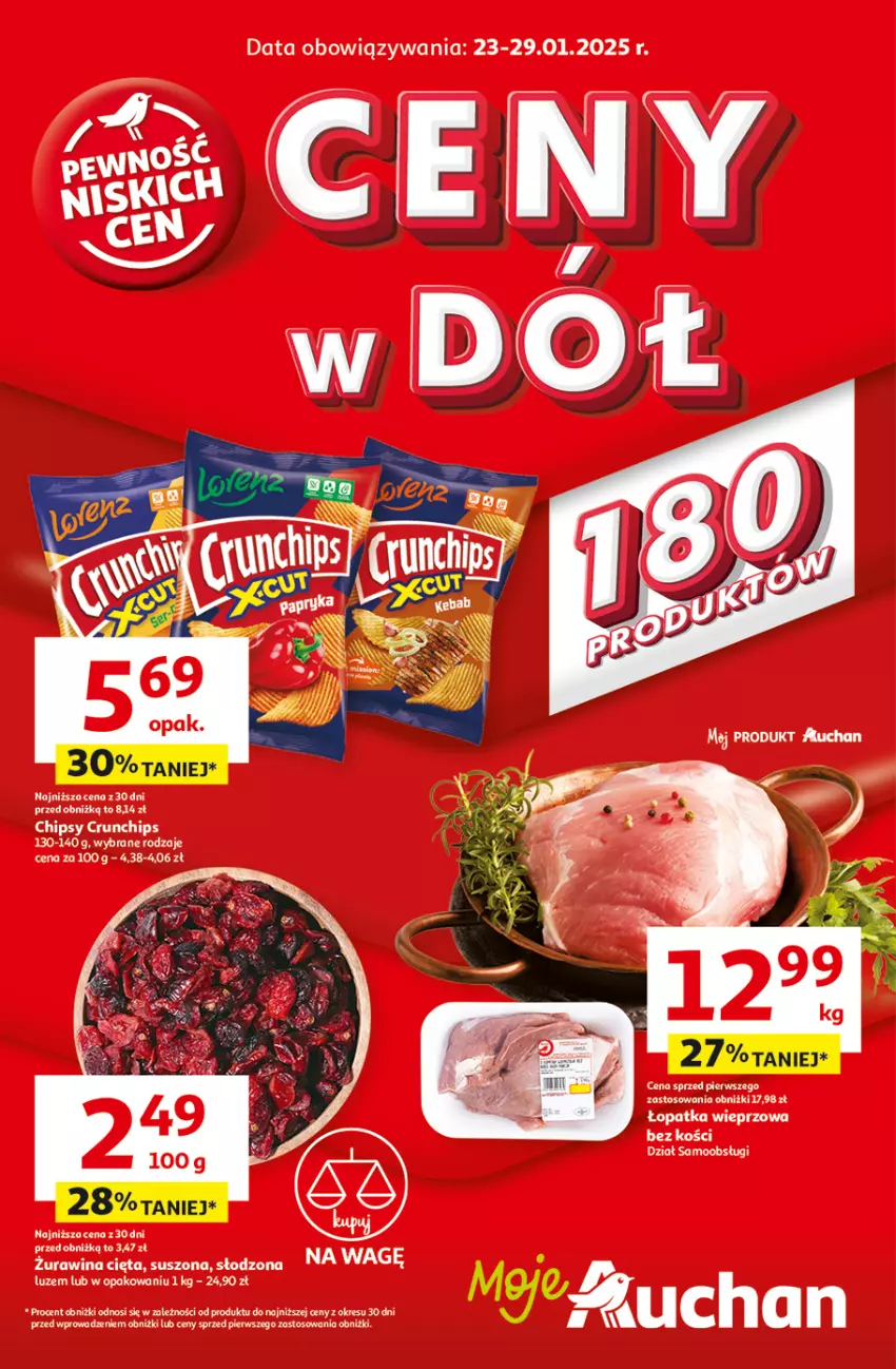 Gazetka promocyjna Auchan - CENY W DÓŁ Moje - ważna 23.01 do 29.01.2025 - strona 1 - produkty: Chipsy, Crunchips