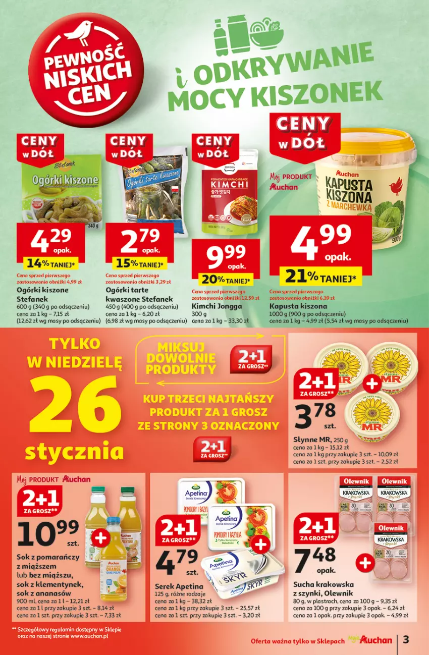 Gazetka promocyjna Auchan - CENY W DÓŁ Moje - ważna 23.01 do 29.01.2025 - strona 3 - produkty: Ananas, Fa, Olewnik, Ser, Serek, Słynne, Sok