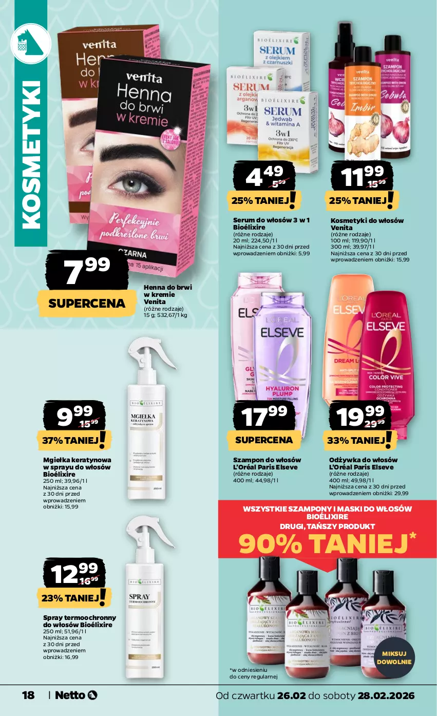 Gazetka promocyjna Netto - Od Czwartku - ważna 26.02 do 28.02.2026 - strona 18 - produkty: Elseve, L’Oréal, Odżywka, Rum, Ser, Serum, Serum do włosów, Szampon