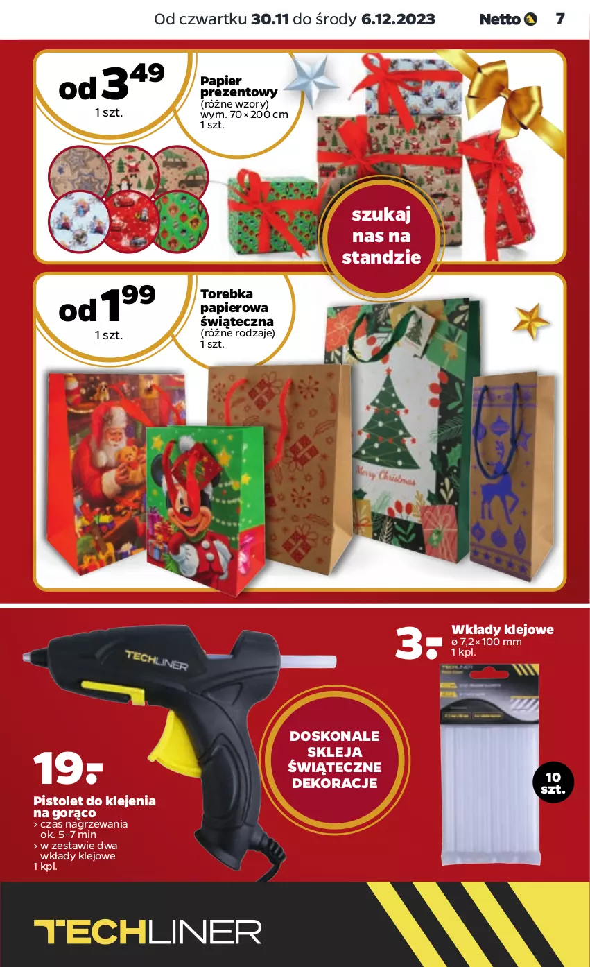 Gazetka promocyjna Netto - Akcesoria i dodatki - ważna 30.11 do 06.12.2023 - strona 7 - produkty: Klej, Papier, Pistolet, Torebka