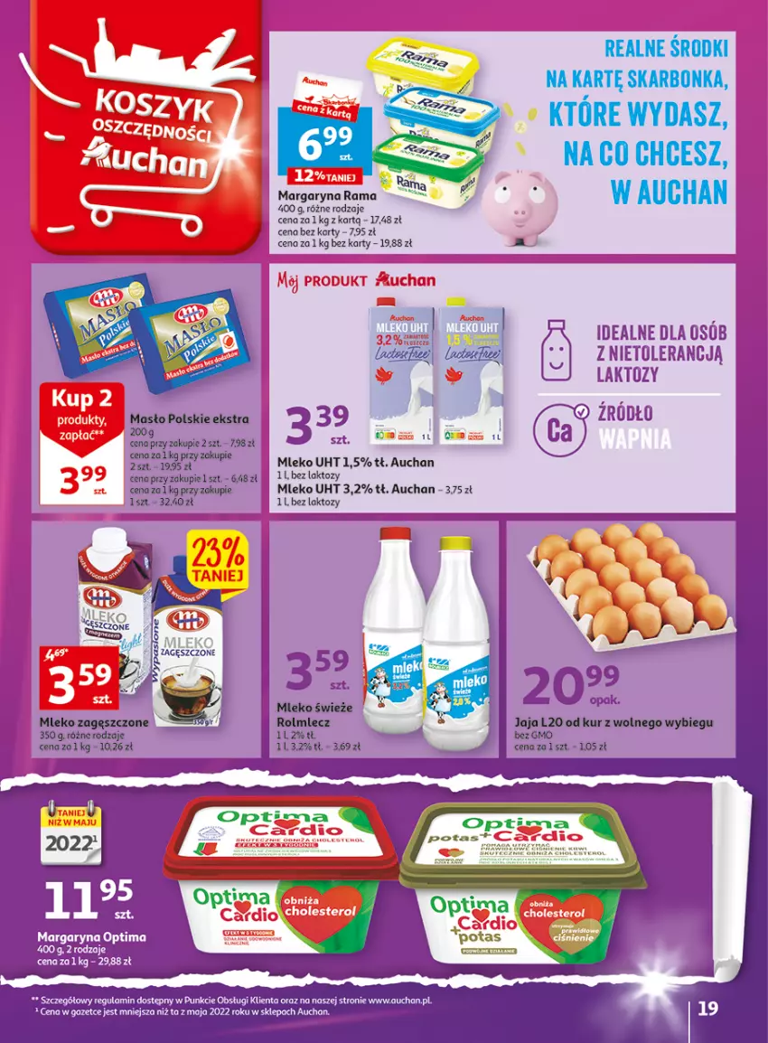 Gazetka promocyjna Auchan - Gazetka Wielkie majowe odkrycia cenowe część #3 Hipermarket Auchan - ważna 11.05 do 17.05.2023 - strona 19 - produkty: Jaja, LG, Margaryna, Masło, Optima