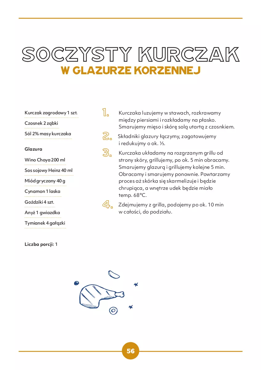 Gazetka promocyjna Makro - [Oferta specjalna] Lubię to z grilla - ważna 30.05 do 30.09.2022 - strona 56 - produkty: Czosnek, Glazura, Grill, Gry, Heinz, Kurczak, Lazur, Mięso, Miód, Olej, Por, Sól, Sos, Sos sojowy, Wino