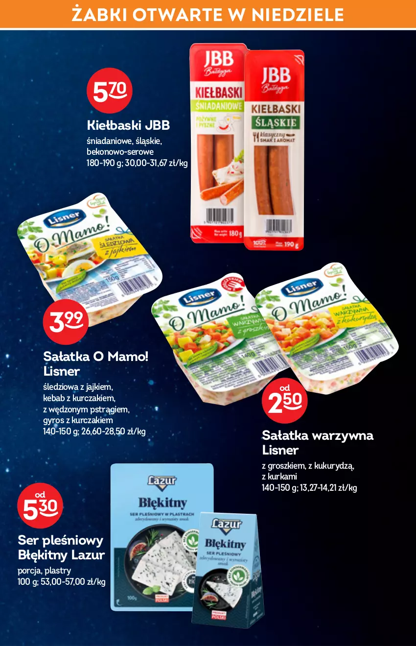 Gazetka promocyjna Żabka - ważna 02.02 do 08.02.2022 - strona 45 - produkty: Beko, Danio, Gyros, Kebab, Kurczak, Lazur, Lisner, Por, Pstrąg, Sałat, Sałatka, Sałatka warzywna, Ser, Ser pleśniowy