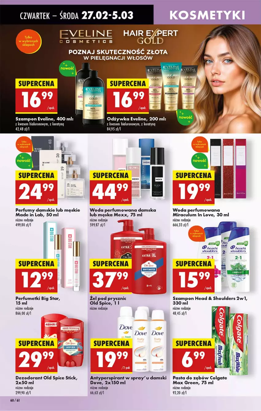 Gazetka promocyjna Biedronka - Od Czwartku - ważna 27.02 do 05.03.2025 - strona 60 - produkty: Antyperspirant, Colgate, Dezodorant, Dove, Eveline, LG, Mexx, Odżywka, Old Spice, Pasta do zębów, Perfum, Szampon, Woda, Woda perfumowana