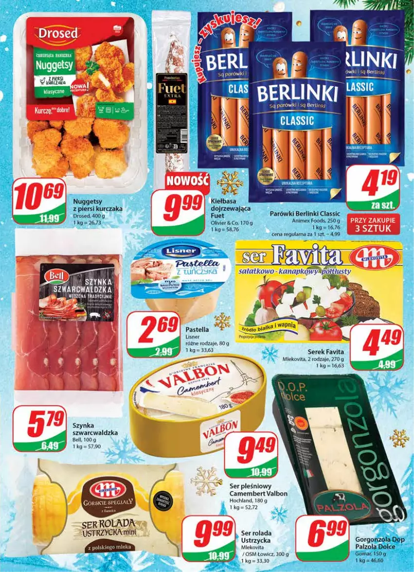 Gazetka promocyjna Dino - Gazetka - ważna 21.12 do 27.12.2022 - strona 17 - produkty: Bell, Camembert, Fa, Favita, Hochland, Lisner, Pastella, Rolada, Ser, Ser pleśniowy, Serek, Szynka