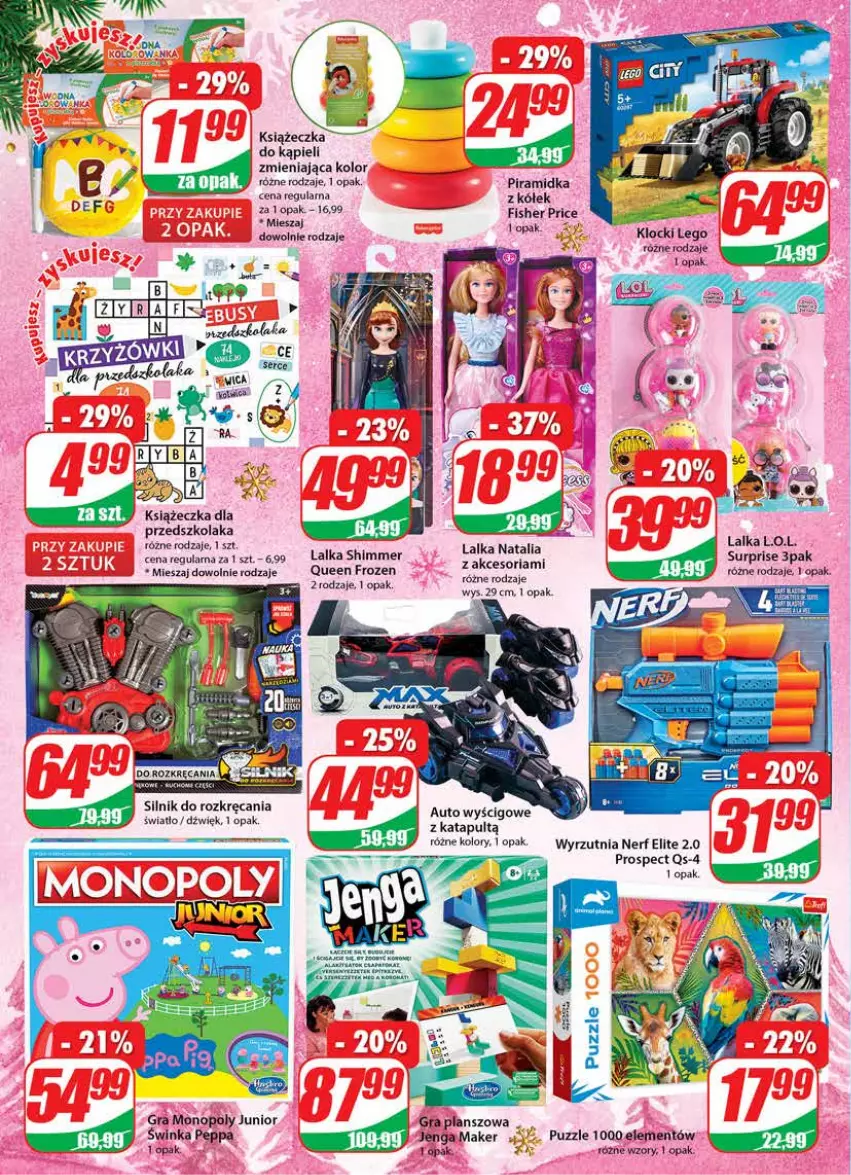 Gazetka promocyjna Dino - Gazetka - ważna 21.12 do 27.12.2022 - strona 22 - produkty: Frozen, Gra, Inka, Klocki, L.O.L., Lalka, LEGO, Monopoly, Nerf, Puzzle, Wyrzutnia