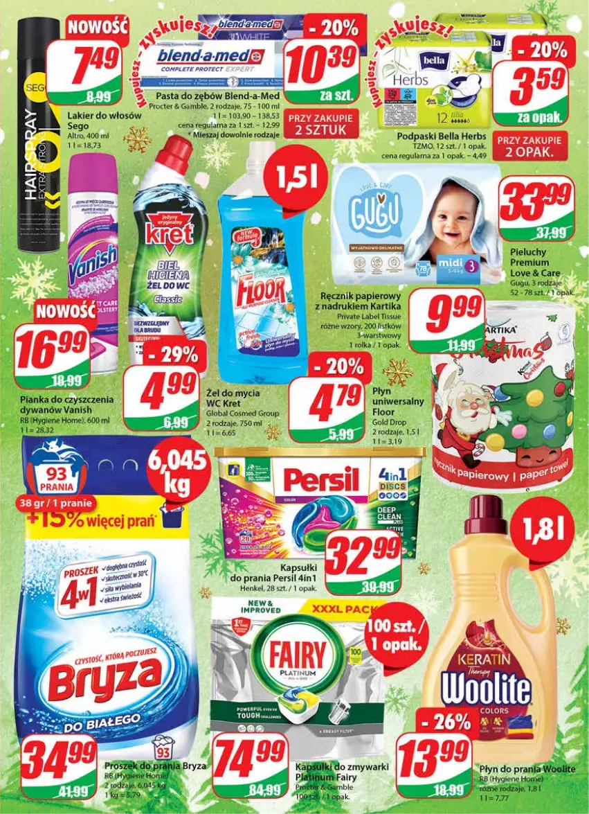 Gazetka promocyjna Dino - Gazetka - ważna 21.12 do 27.12.2022 - strona 27 - produkty: Bell, Bella, Blend-a-Med, Kret, Lakier, Lakier do włosów, Papier, Pasta do zębów, Persil, Podpaski, Ręcznik, Sos, Zmywarki