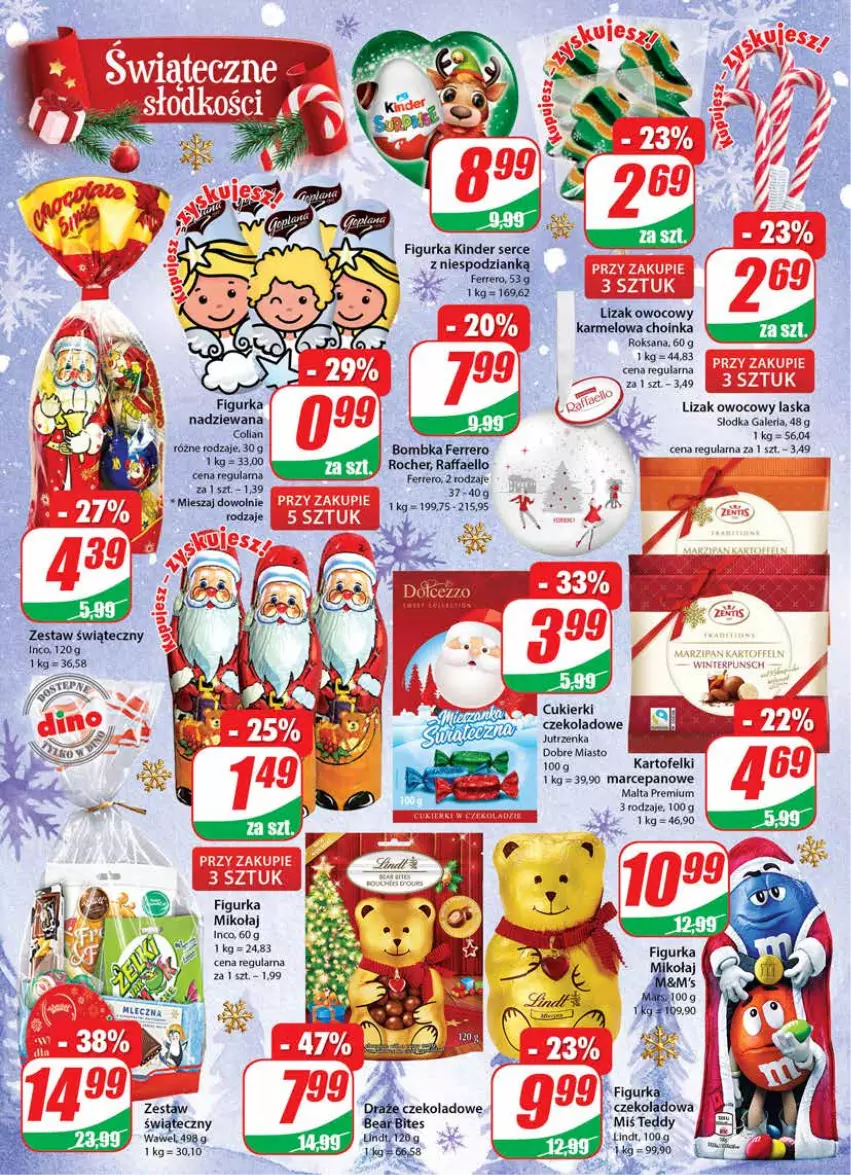 Gazetka promocyjna Dino - Gazetka - ważna 21.12 do 27.12.2022 - strona 4 - produkty: Choinka, Fa, Ferrero, Inka, Jutrzenka, Kinder, Lindt, Raffaello, Ser, Wawel