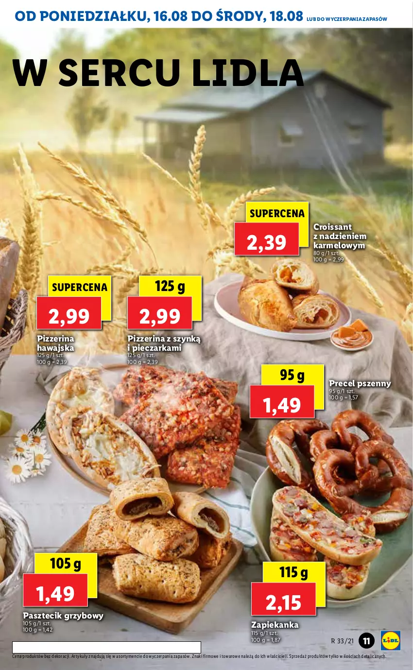 Gazetka promocyjna Lidl - GAZETKA - ważna 16.08 do 18.08.2021 - strona 11 - produkty: Croissant, Piec, Pieczarka, Pizzerina, Ser, Zapiekanka