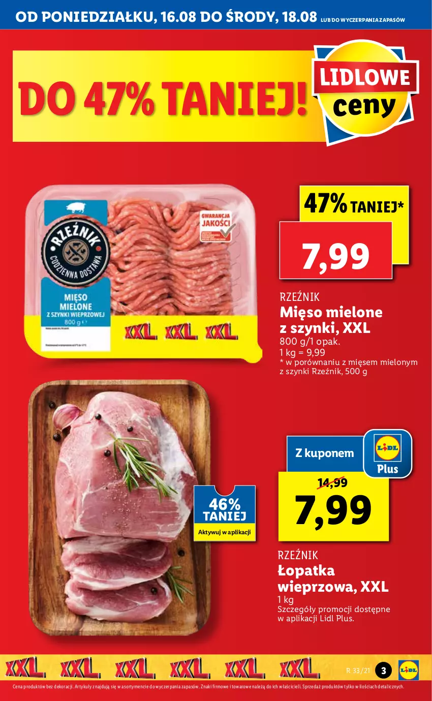 Gazetka promocyjna Lidl - GAZETKA - ważna 16.08 do 18.08.2021 - strona 3 - produkty: Mięso, Mięso mielone, Mięso mielone z szynki, Por