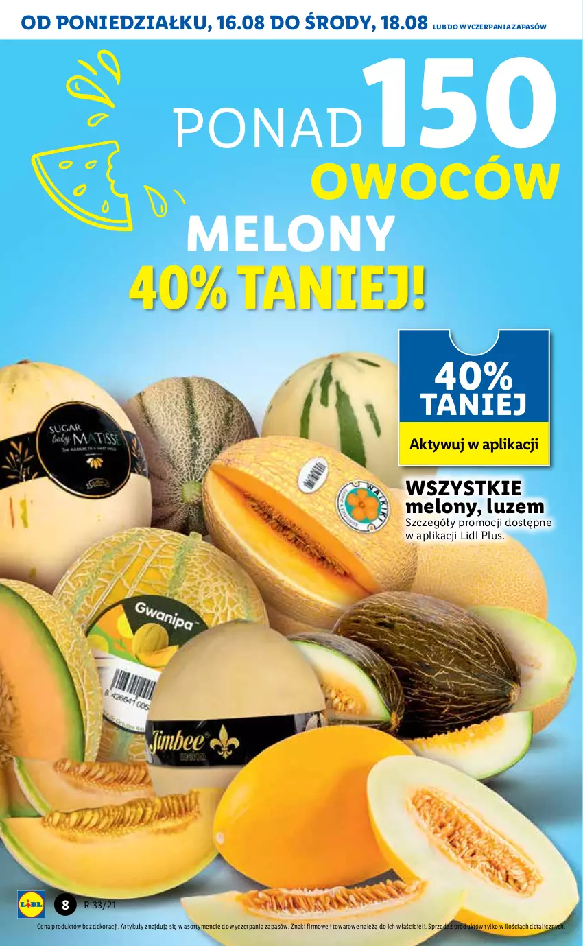 Gazetka promocyjna Lidl - GAZETKA - ważna 16.08 do 18.08.2021 - strona 8 - produkty: Melon