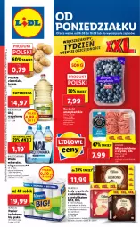 Gazetka promocyjna Lidl - GAZETKA - Gazetka - ważna od 18.08 do 18.08.2021 - strona 1 - produkty: Mięso mielone z szynki, Mięso mielone, Nałęczowianka, Por, Mus, Borówka, Papier, Kawa, Ziemniaki, Papier toaletowy, Lody, Olej rzepakowy, Woda mineralna, Woda, Olej, Mięso