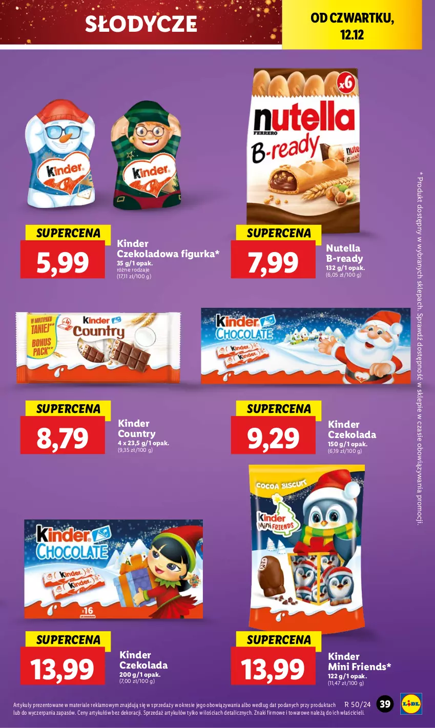 Gazetka promocyjna Lidl - GAZETKA - ważna 12.12 do 15.12.2024 - strona 41 - produkty: Czekolada, Kinder, Nutella