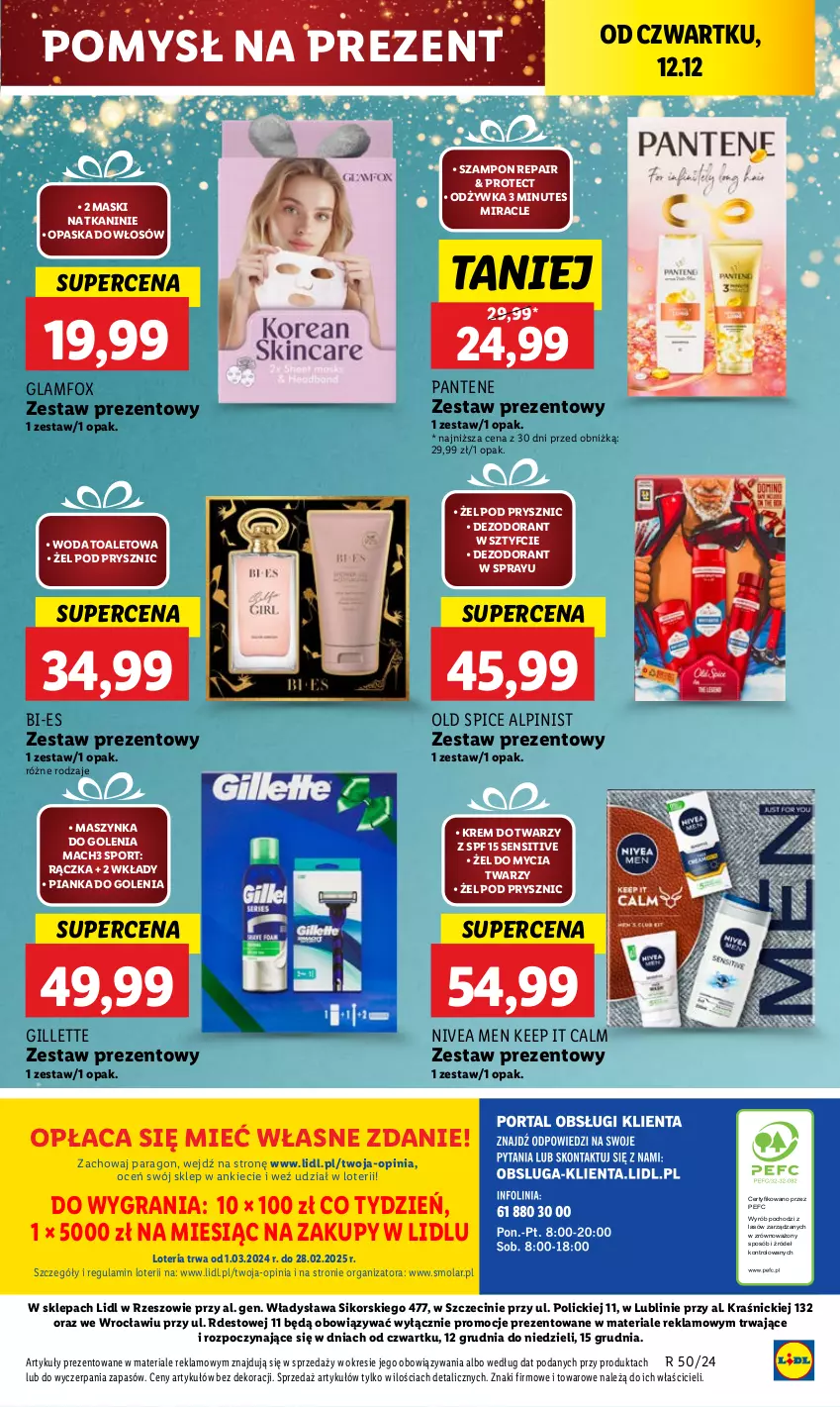 Gazetka promocyjna Lidl - GAZETKA - ważna 12.12 do 15.12.2024 - strona 57 - produkty: Dezodorant, Gillette, Gra, Krem do twarzy, Mach3, Maszynka, Maszynka do golenia, Mola, Nivea, Nivea Men, Odżywka, Old Spice, Opaska, Opaska do włosów, Pantene, Pianka do golenia, Por, Sport, Szampon, Szynka, Woda, Woda toaletowa, Zestaw prezentowy