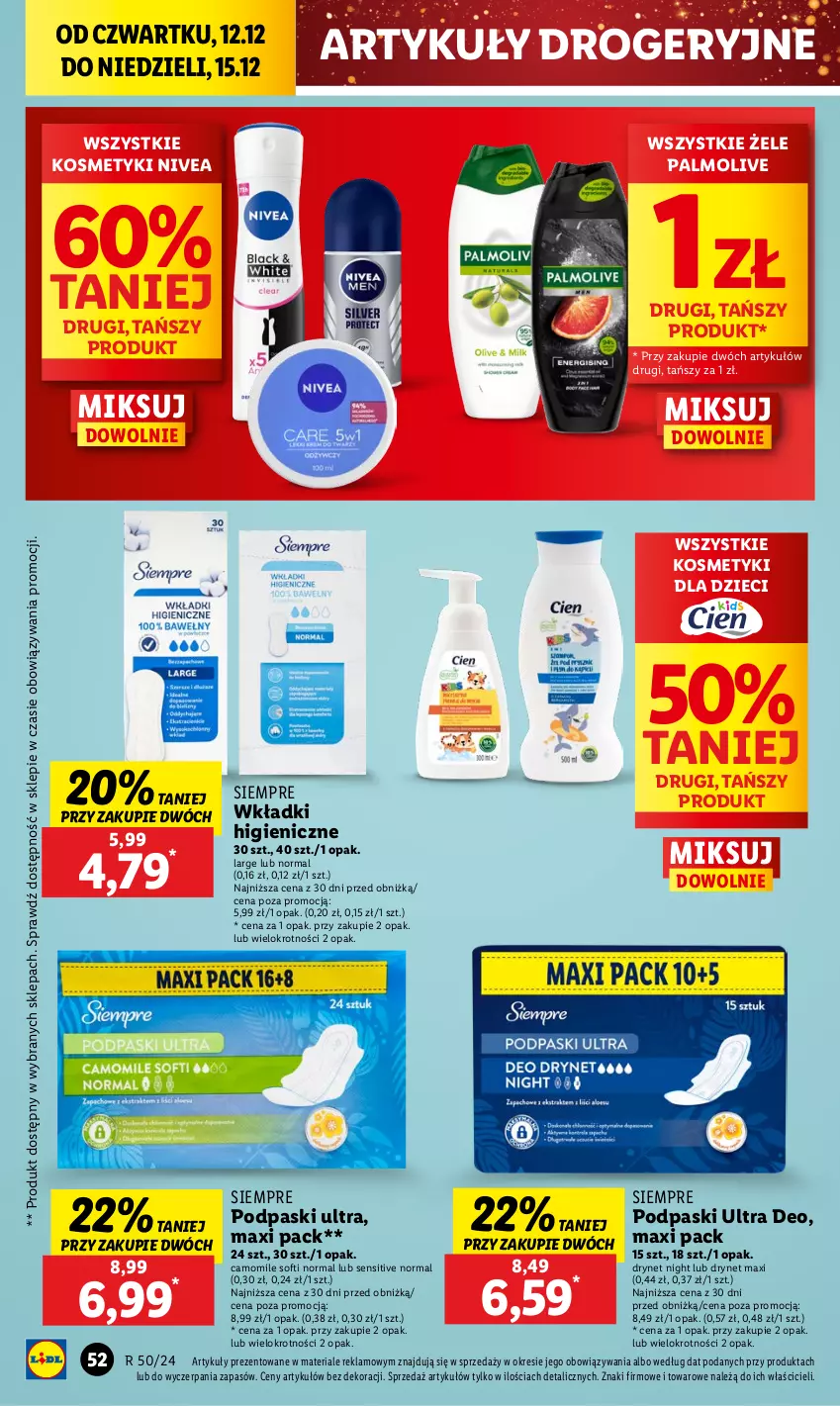 Gazetka promocyjna Lidl - GAZETKA - ważna 12.12 do 15.12.2024 - strona 58 - produkty: Dzieci, Kosmetyki dla dzieci, Nivea, Palmolive, Podpaski, Wkładki