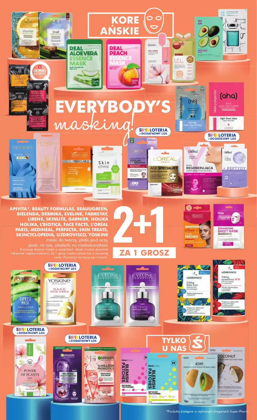 Gazetka promocyjna Super Pharm - ważna 12.09 do 25.09.2024 - strona 5 - produkty: Bielenda, Body, Dermika, Eveline, Fa, Farmstay, Garnier, Holika Holika, L’Oréal, Lirene, Maska, Perfecta, Plasterki, Yoskine