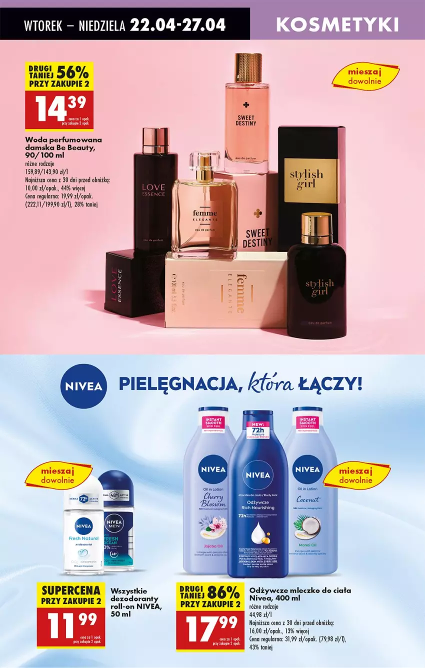Gazetka promocyjna Biedronka - Od Wtorku - ważna 22.04 do 26.04.2025 - strona 61 - produkty: Be Be, Dezodorant, Fa, Mleczko, Mleczko do ciała, Nivea, Perfum, Woda, Woda perfumowana