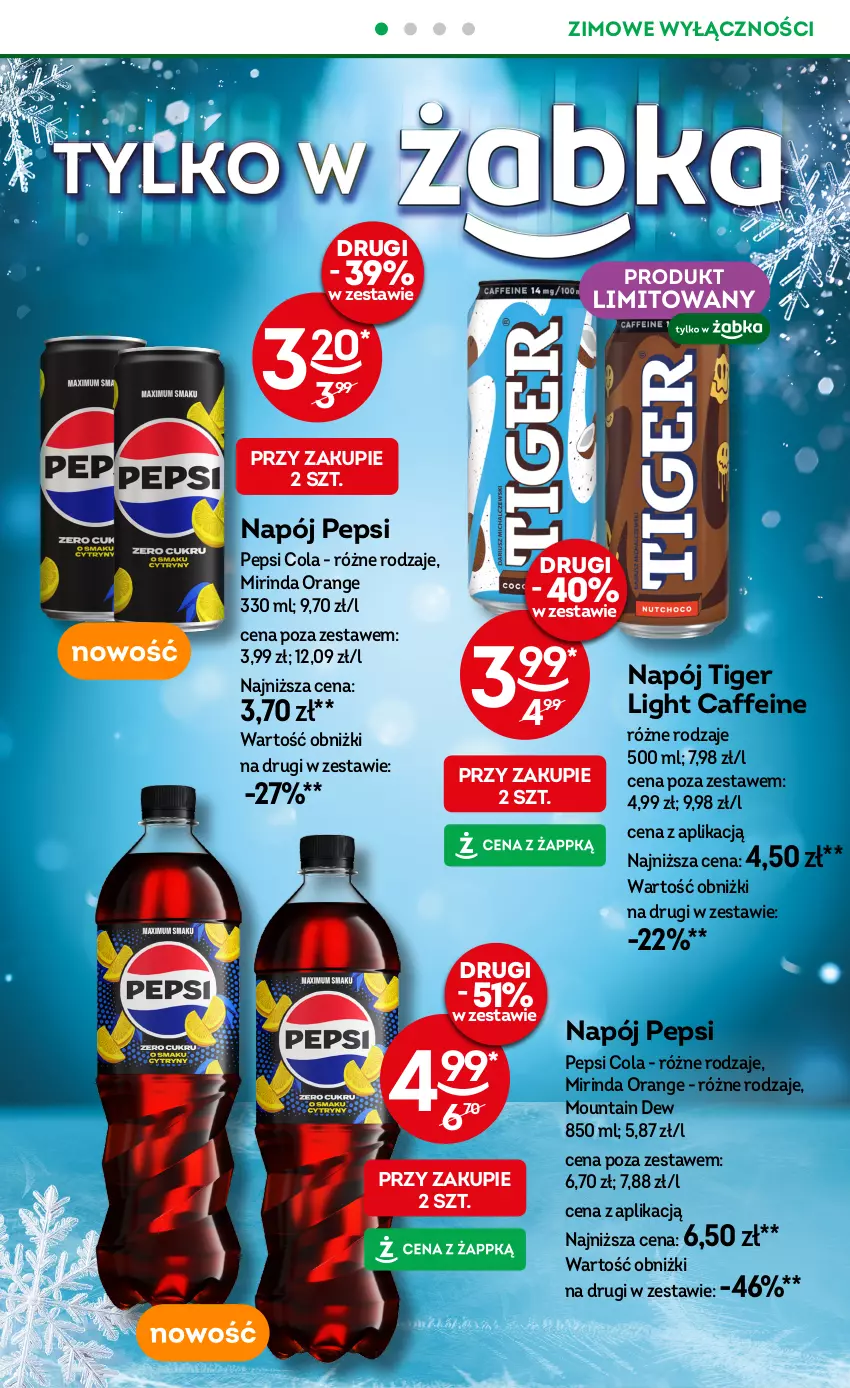 Gazetka promocyjna Żabka - ważna 04.12 do 17.12.2024 - strona 10 - produkty: Mirinda, Napój, Pepsi, Tiger