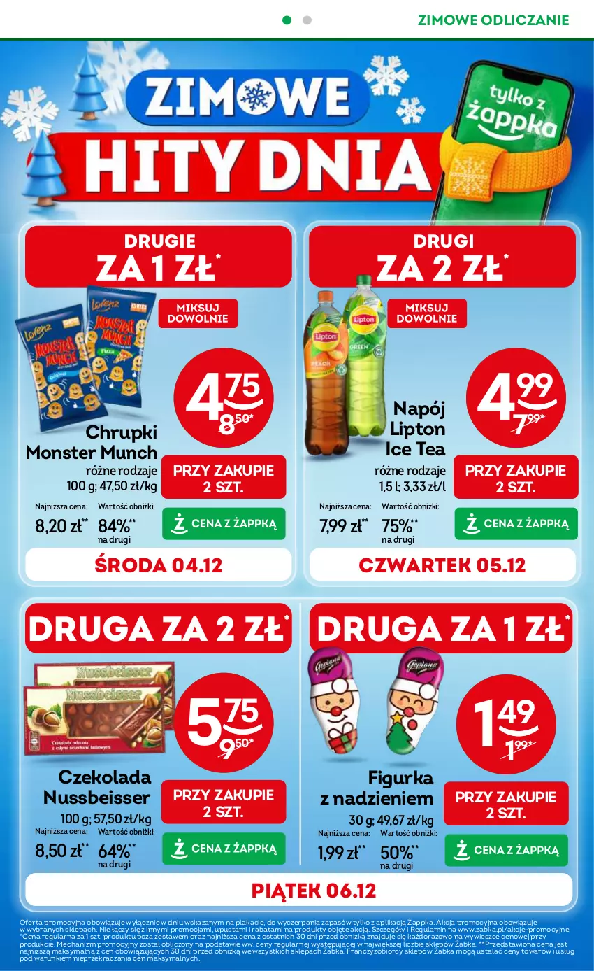 Gazetka promocyjna Żabka - ważna 04.12 do 17.12.2024 - strona 2 - produkty: Chrupki, Czekolada, Ice tea, Lipton, Monster Munch, Napój, Ser