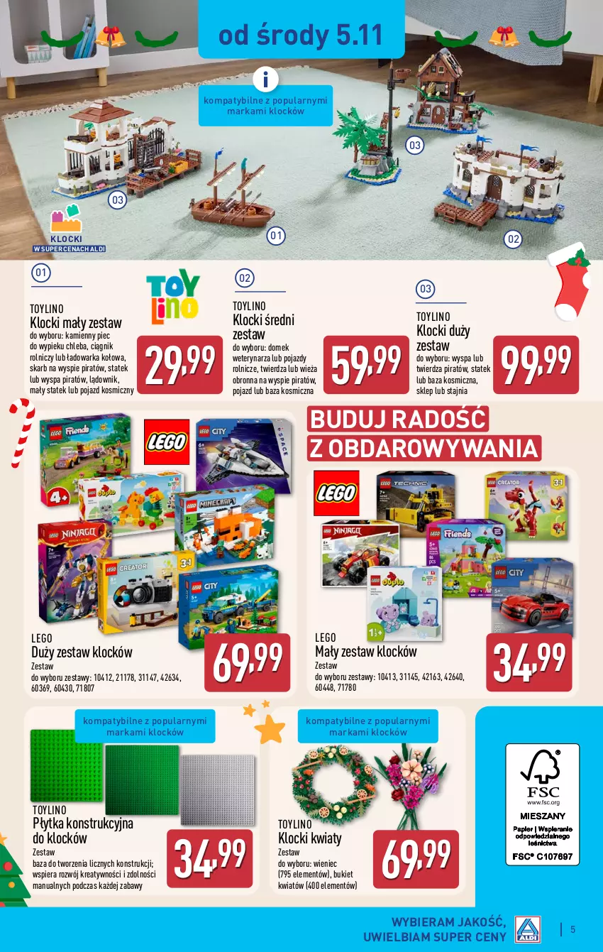 Gazetka promocyjna Aldi - Artykuły przemysłowe i tekstylia - ważna 05.11 do 08.11.2025 - strona 5 - produkty: Bukiet, Chleb, Klocki, LEGO, Piec, Płytka, Pojazd, Warka, Wieniec