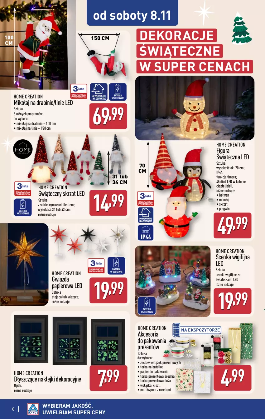 Gazetka promocyjna Aldi - Artykuły przemysłowe i tekstylia - ważna 05.11 do 08.11.2025 - strona 8 - produkty: Akcesoria do pakowania, Gra, Gwiazda, Klej, Papier, Papier do pakowania, Pingwin, Skrzat, Sok, Torba, Torba prezentowa, Wstążka