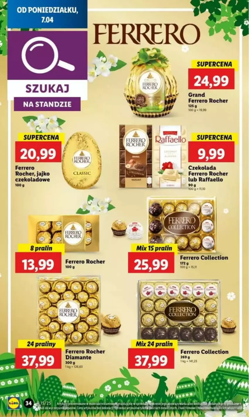 Gazetka promocyjna Lidl - ważna 07.04 do 09.05.2025 - strona 32 - produkty: Czekolada, Diamant, Fa, Ferrero, Ferrero Rocher, Gra, LG, Raffaello