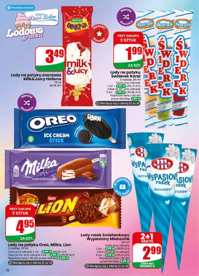 Gazetka promocyjna Dino - Gazetka 29 / 2026 - ważna 15.07 do 21.07.2026 - strona 32 - produkty: Fa, Gra, Hellena, Lion, Lody, Milka, Oranżada, Oreo
