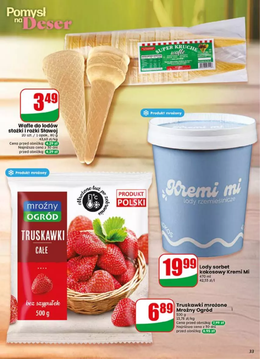 Gazetka promocyjna Dino - Gazetka 29 / 2026 - ważna 15.07 do 21.07.2026 - strona 33 - produkty: Ogród, Truskawki, Wafle, Wafle do lodów