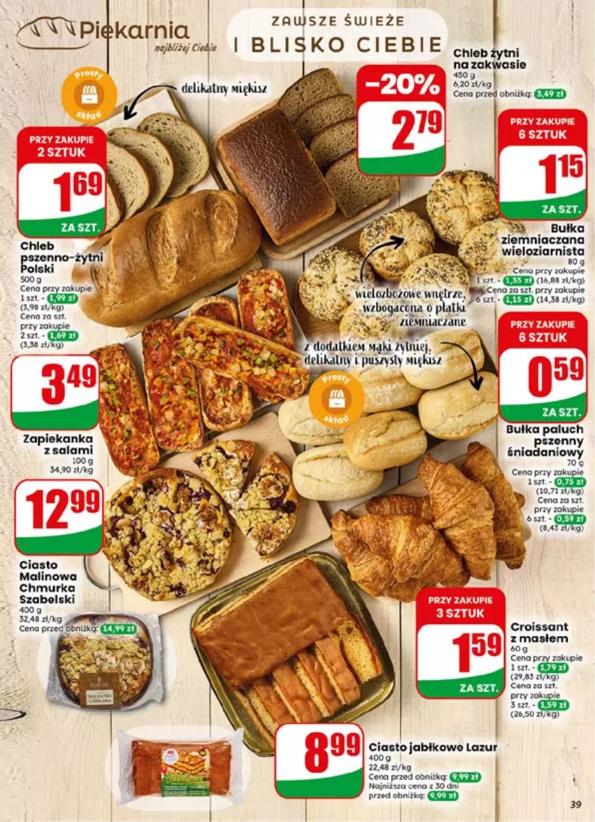 Gazetka promocyjna Dino - Gazetka 29 / 2026 - ważna 15.07 do 21.07.2026 - strona 39 - produkty: Bułka, Chleb, Croissant, Danio, Fa, Salami, Zapiekanka