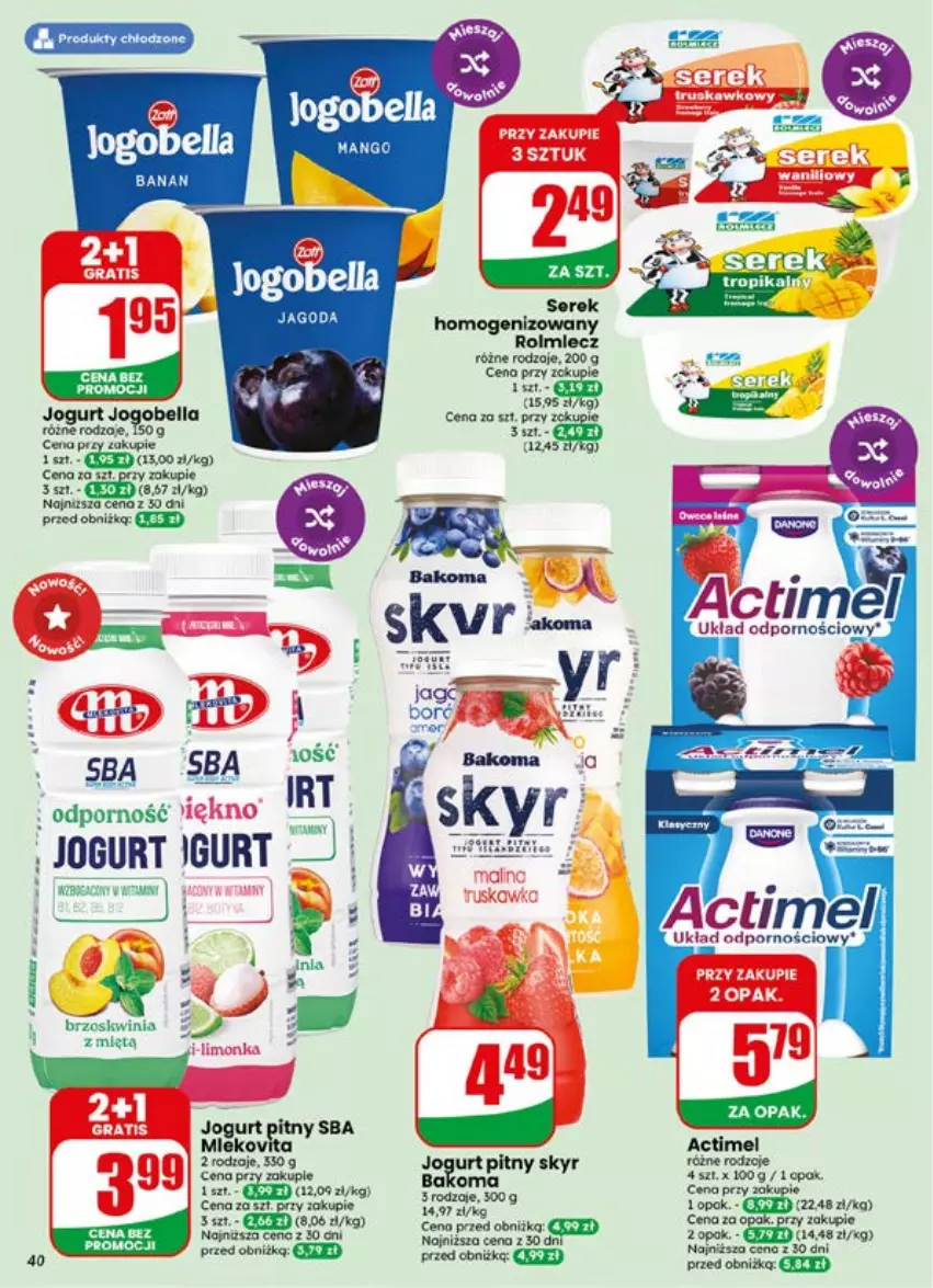 Gazetka promocyjna Dino - Gazetka 29 / 2026 - ważna 15.07 do 21.07.2026 - strona 40 - produkty: Actimel, Bell, Bella, Jogobella, Jogurt, Jogurt pitny, Mleko, Por