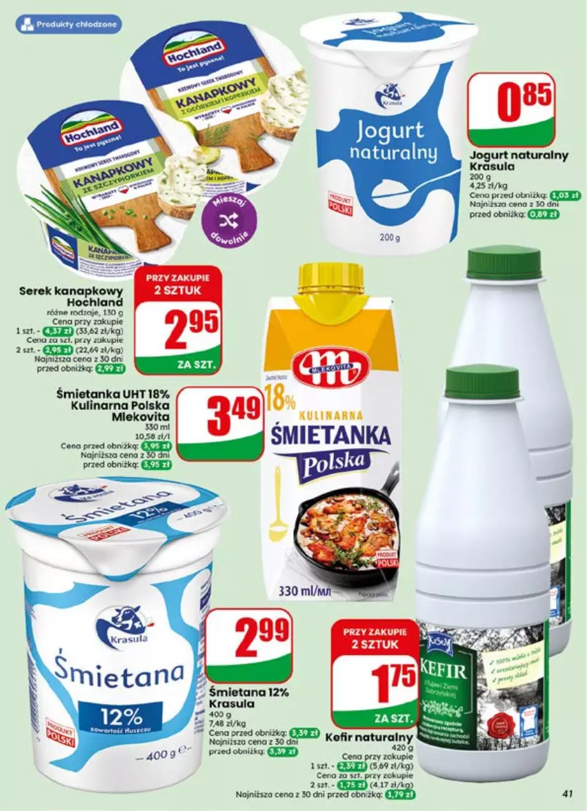 Gazetka promocyjna Dino - Gazetka 29 / 2026 - ważna 15.07 do 21.07.2026 - strona 41 - produkty: Hochland, Jogurt, Jogurt naturalny, Kefir, Kefir naturalny, Mleko, Mlekovita, Ser, Serek, Serek kanapkowy