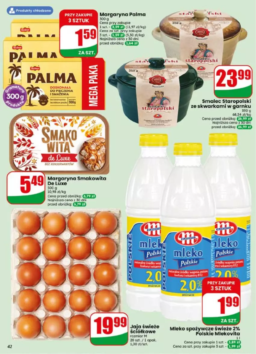Gazetka promocyjna Dino - Gazetka 29 / 2026 - ważna 15.07 do 21.07.2026 - strona 42 - produkty: Jaja, Margaryna, Palma, Smakowita, Smalec, Warka